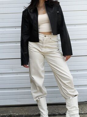 Steve Madden Black Cropped Faux Leather Moto Jacket